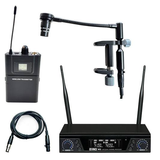 Evno VLX-W2B Dual Wireless Violin Microphone - Belt pack