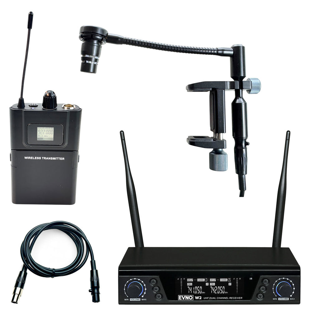 Evno VLX-W2B Dual Wireless Violin Microphone – Evno Microphone Systems
